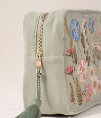 Elizabeth Scarlett Pressed Flowers Velvet Wash Bag