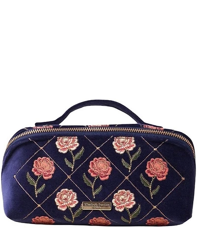 Elizabeth Scarlett Rose Velvet Open Flat Makeup Bag
