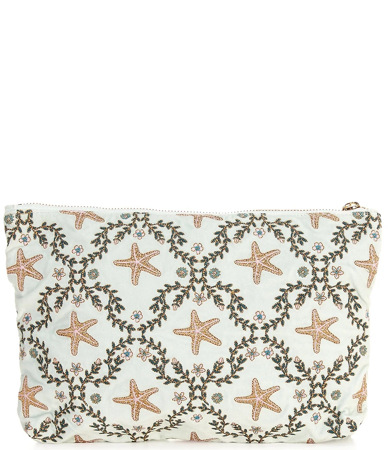 Elizabeth Scarlett Starfish Garden Velvet Everyday Pouch Bag