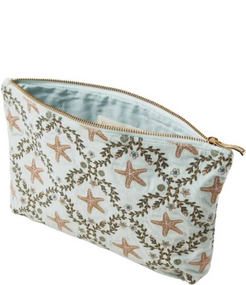 Elizabeth Scarlett Starfish Garden Velvet Everyday Pouch Bag