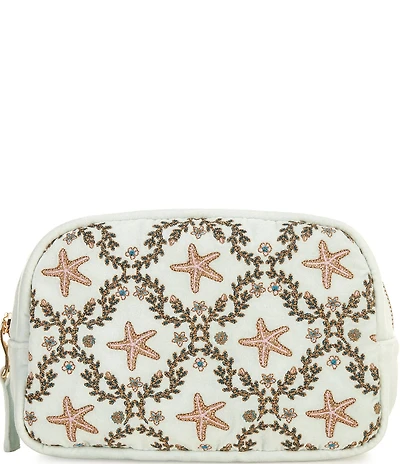 Elizabeth Scarlett Starfish Garden Velvet Makeup Bag