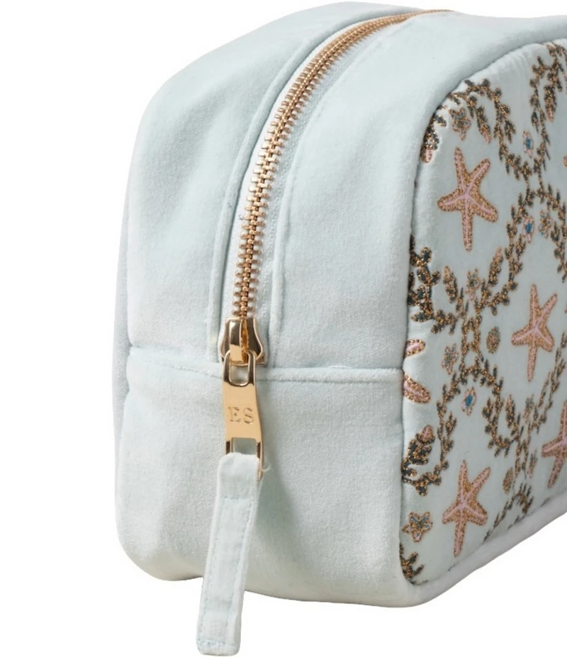 Elizabeth Scarlett Starfish Garden Velvet Makeup Bag