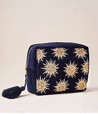 Elizabeth Scarlett Sun Goddess Navy Velvet Wash Bag