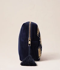 Elizabeth Scarlett Sun Goddess Navy Velvet Wash Bag
