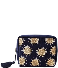 Elizabeth Scarlett Sun Goddess Navy Velvet Wash Bag
