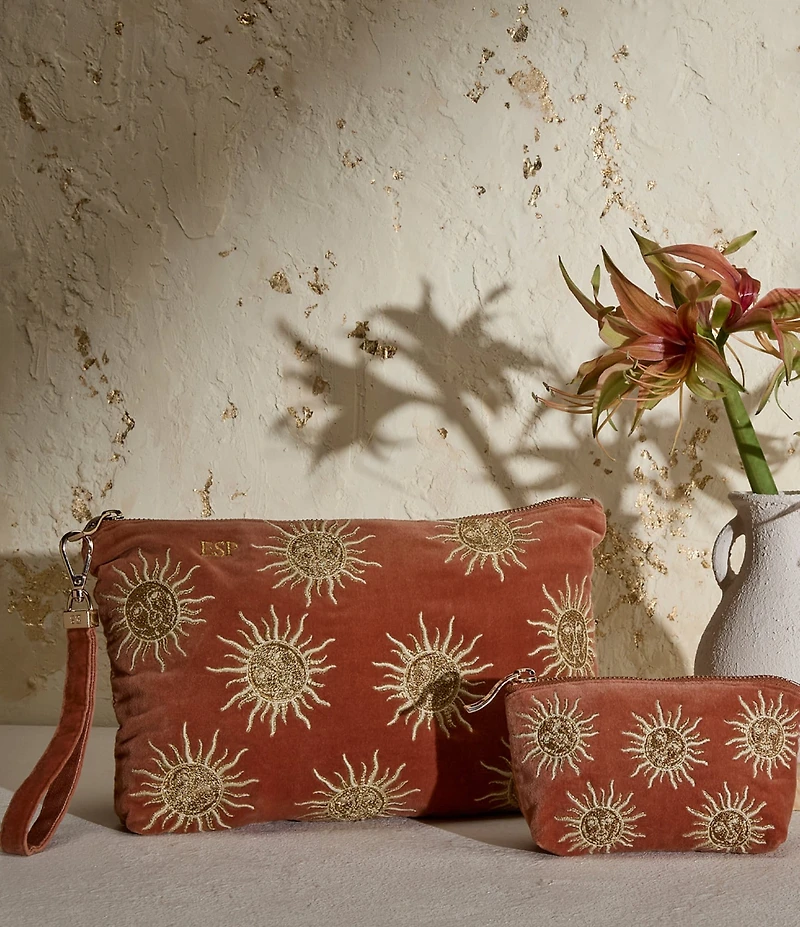 Elizabeth Scarlett Sun Goddess Rust Velvet Coin Purse