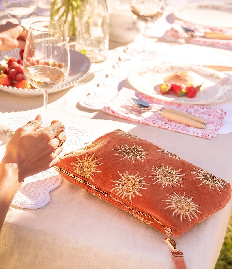 Elizabeth Scarlett Sun Goddess Rust Velvet Everyday Pouch