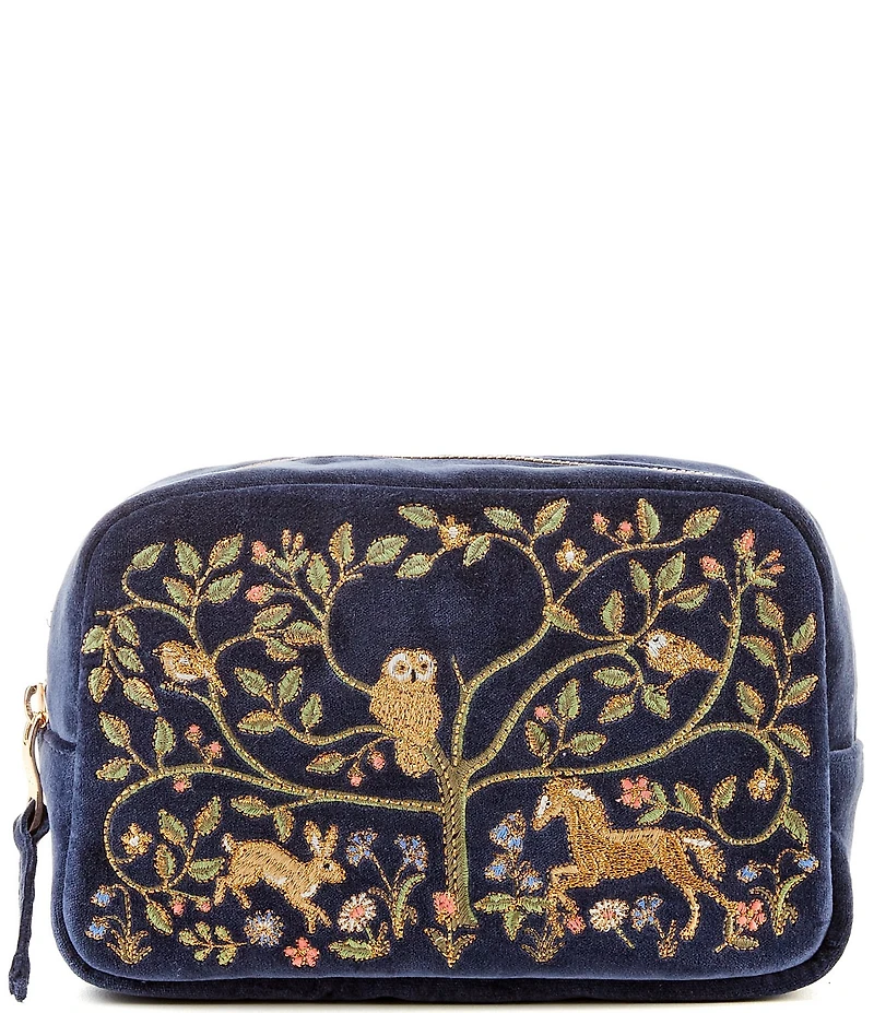 Elizabeth Scarlett Tree of Life Velvet Embroidered Makeup Bag