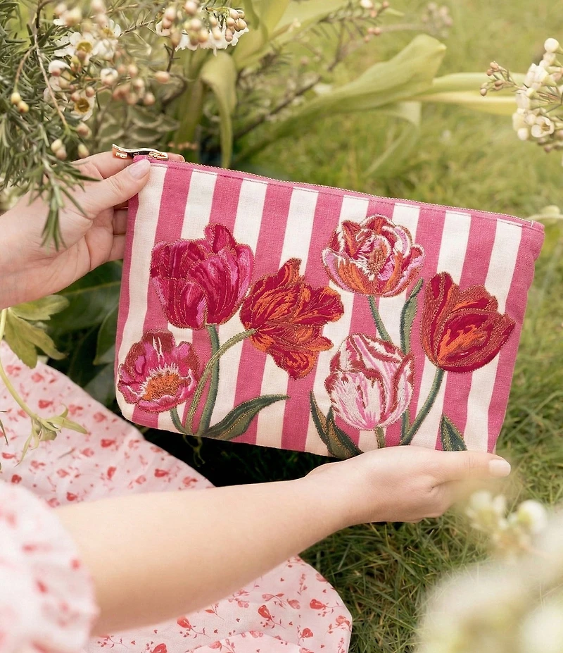 Elizabeth Scarlett Tulip Stripe Cotton Everyday Pouch