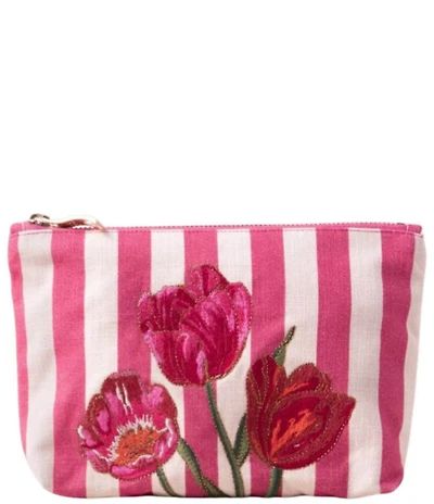 Elizabeth Scarlett Tulip Stripe Cotton Mini Pouch
