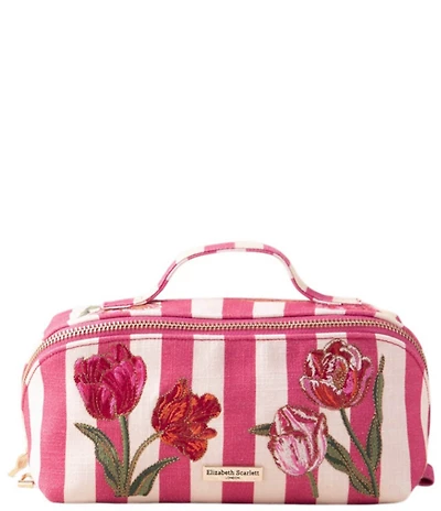 Elizabeth Scarlett Tulip Stripe Cotton Open Flat Makeup Bag