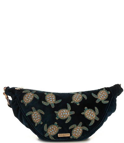 Elizabeth Scarlett Turtle Conservation Velvet Crossbody Sling Bag