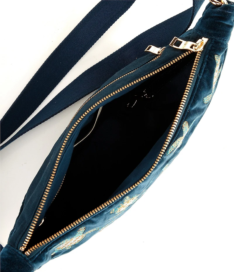 Elizabeth Scarlett Turtle Conservation Velvet Crossbody Sling Bag