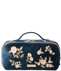 Elizabeth Scarlett Wild Rose Velvet Open Flat Makeup Bag