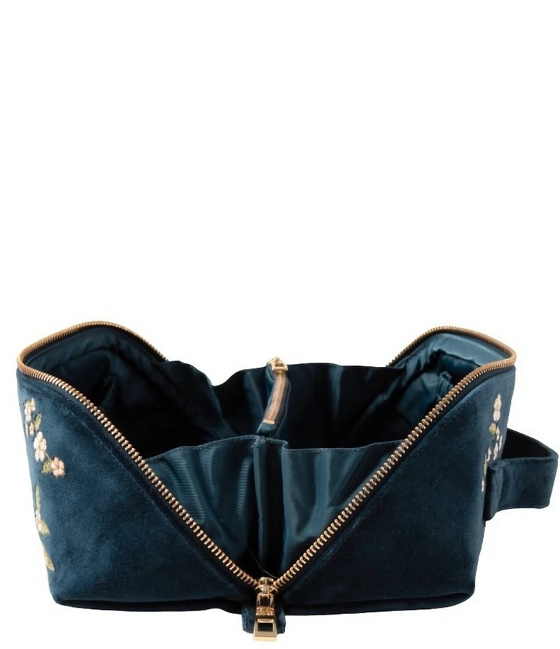 Elizabeth Scarlett Wild Rose Velvet Open Flat Makeup Bag