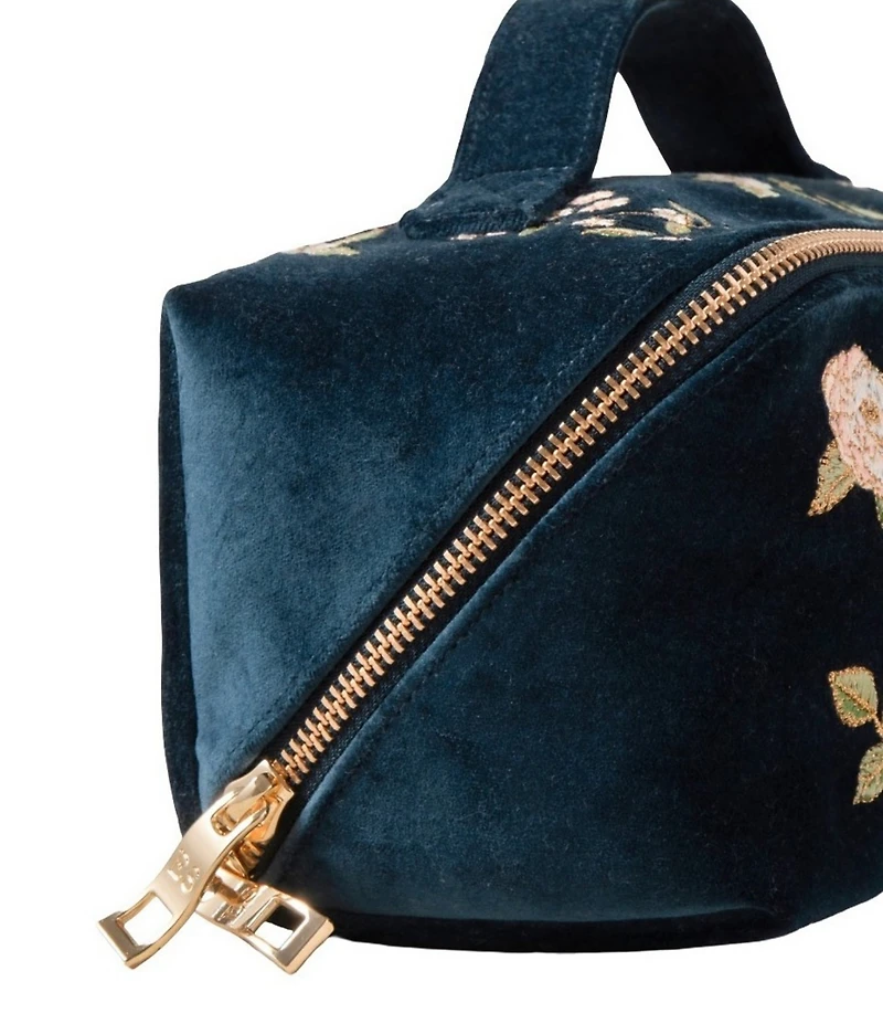 Elizabeth Scarlett Wild Rose Velvet Open Flat Makeup Bag