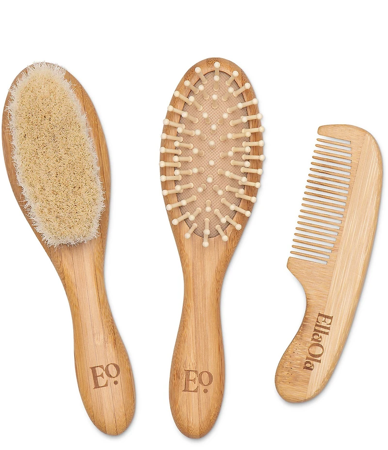 EllaOla 3-Piece Bamboo Brush & Comb Set