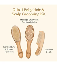 EllaOla 3-Piece Bamboo Brush & Comb Set
