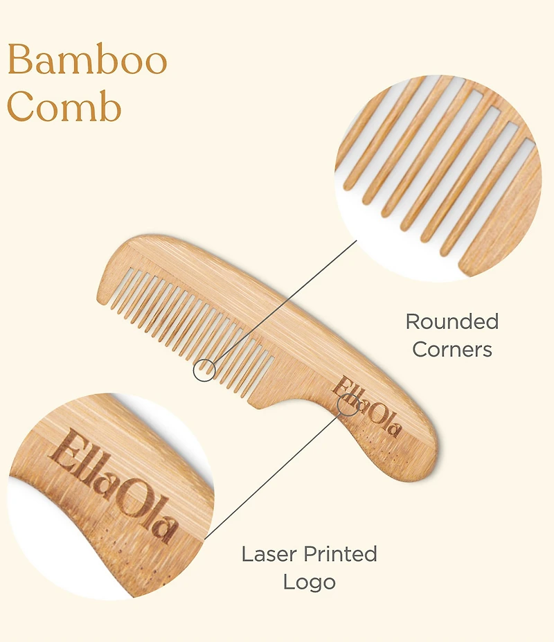 EllaOla 3-Piece Bamboo Brush & Comb Set