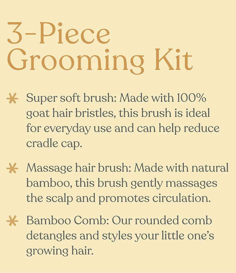 EllaOla 3-Piece Bamboo Brush & Comb Set