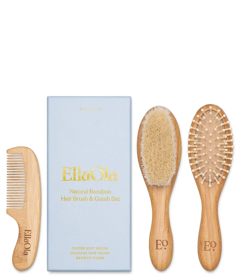 EllaOla 3-Piece Bamboo Brush & Comb Set
