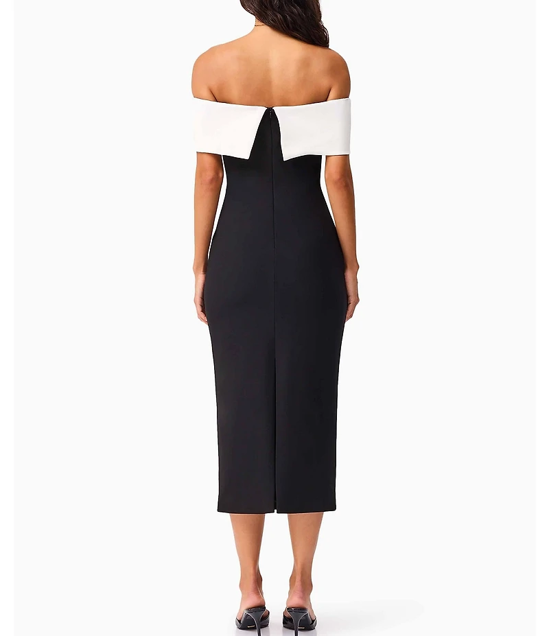 ELLIATT Euphoria Banded Off-The-Shoulder Contrast Midi Dress