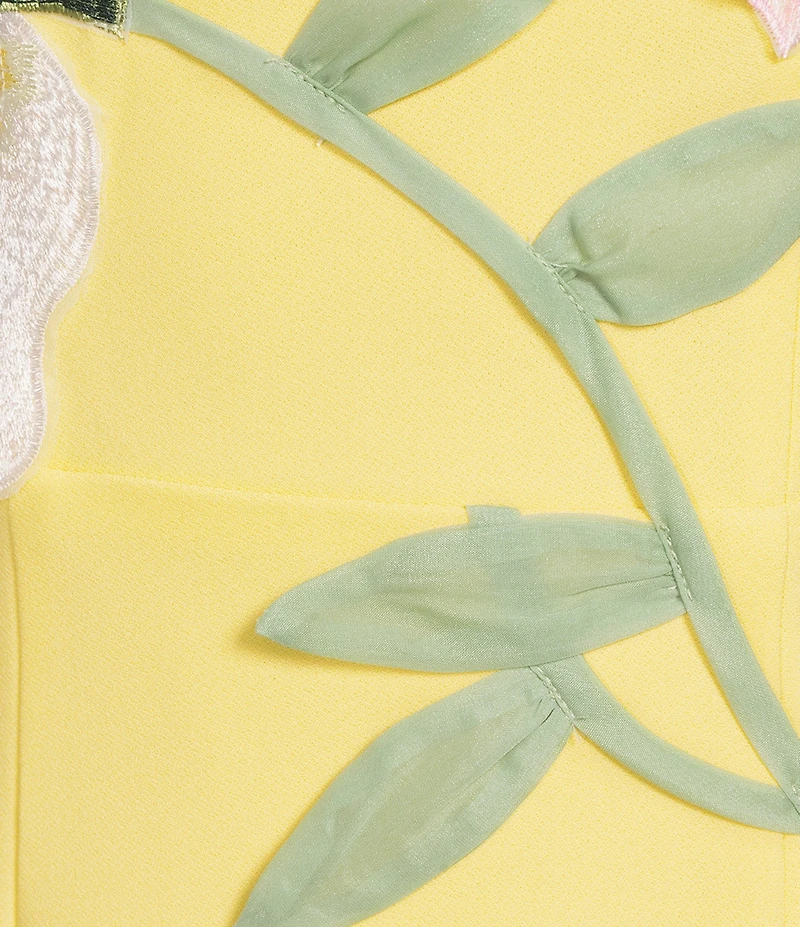 ELLIATT Hope Stretch Crepe 3D Floral Strapless Sleeveless Midi Dress