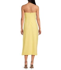 ELLIATT Hope Stretch Crepe 3D Floral Strapless Sleeveless Midi Dress
