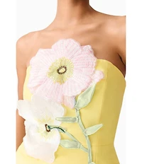 ELLIATT Hope Stretch Crepe Strapless Halter Neck Sleeveless 3D Floral Applique Top