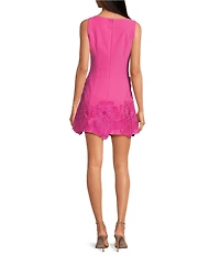 ELLIATT Janelle Crepe Boat Neck Sleeveless 3D Floral Mini Dress