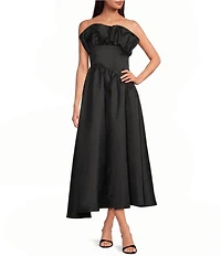 ELLIATT Laurel Ruffled Strapless Maxi Dress
