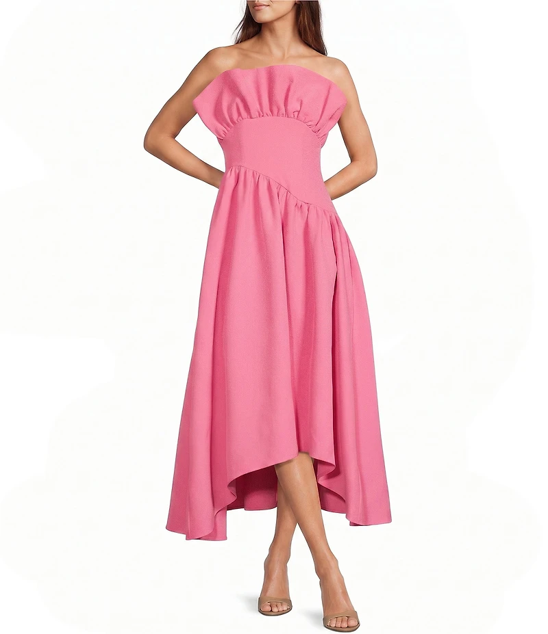 ELLIATT Laurel Strapless Ruffled Hi-Low Maxi Dress