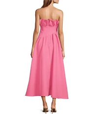 ELLIATT Laurel Strapless Ruffled Hi-Low Maxi Dress
