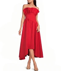 ELLIATT Laurel Strapless Ruffled Hi-Low Maxi Dress