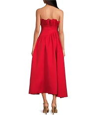 ELLIATT Laurel Strapless Ruffled Hi-Low Maxi Dress