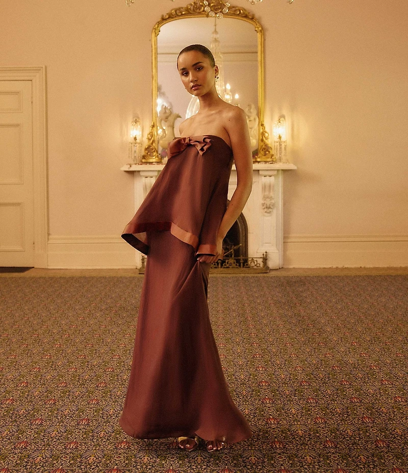 ELLIATT Rosera Satin Bow Maxi Dress