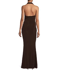 ELLIATT Simone Halter Cowl Neck Sleeveless Dress