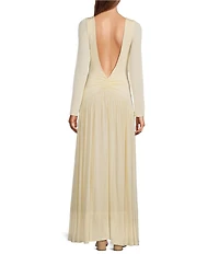 ELLIATT Simone High Boat Neck Long Sleeve Drop Waist Gown