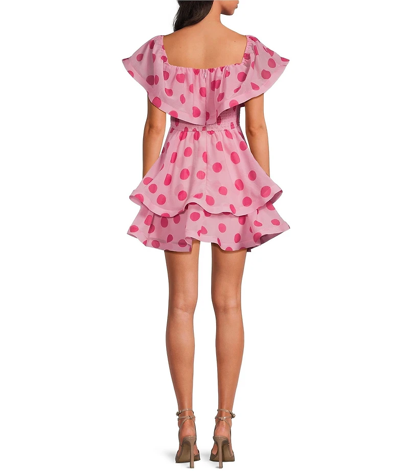 ELLIATT Sola Georgette Polka Dot Off-The-Shoulder Mini Dress