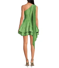 ELLIATT Thalia Tencel Voile One-Shoulder Bow Sleeveless Mini Dress