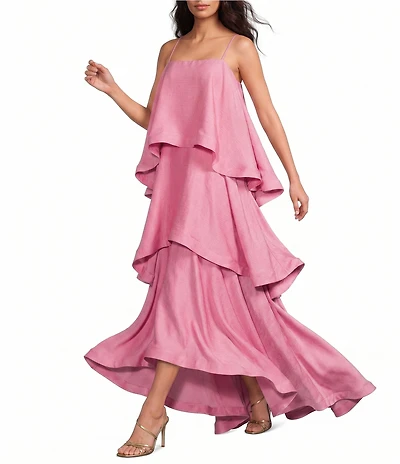 ELLIATT Tilly Texture Satin Square Neck Sleeveless Maxi Dress