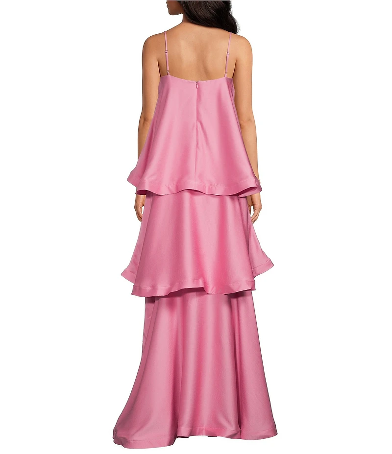 ELLIATT Tilly Texture Satin Square Neck Sleeveless Maxi Dress