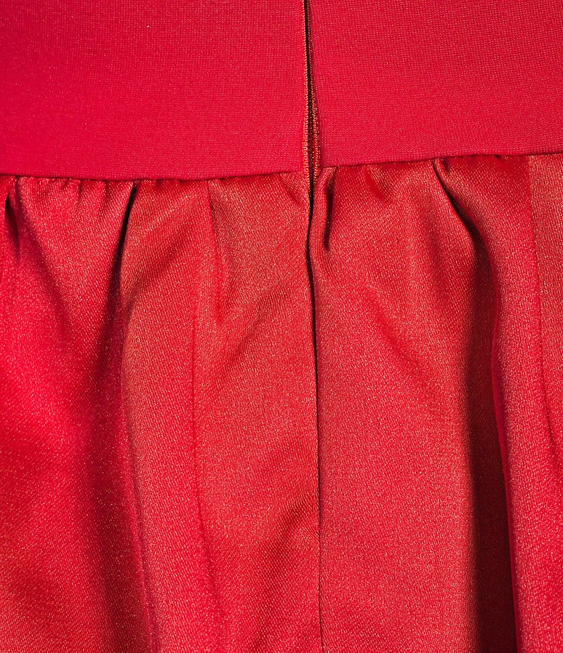 ELLIATT Yasmine Stretch Ponte Square Neck Sleeveless Satin Peplum Hem Coordinating Top