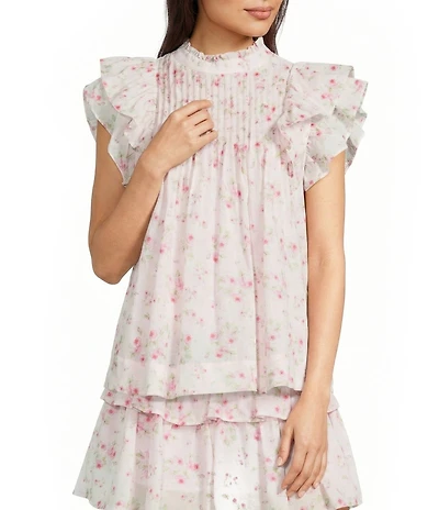 Ellie Pleated Ruffle Detail Blouse