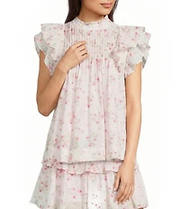 Ellie Pleated Ruffle Detail Blouse