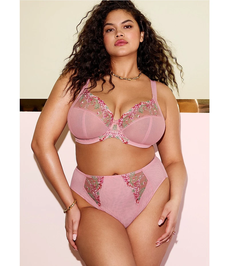 Elomi Aerith Floral Embroidered Mesh Brief