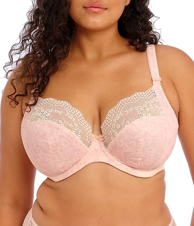 Elomi Lucie Floral Print Full Busted Underwire Stretch Plunge Bra