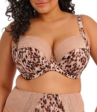 Elomi Lucie Leopard Print Full Busted Underwire Stretch Plunge Bra