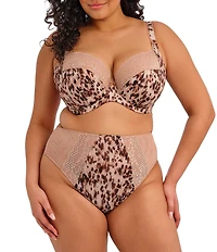 Elomi Lucie Leopard Print Full Busted Underwire Stretch Plunge Bra