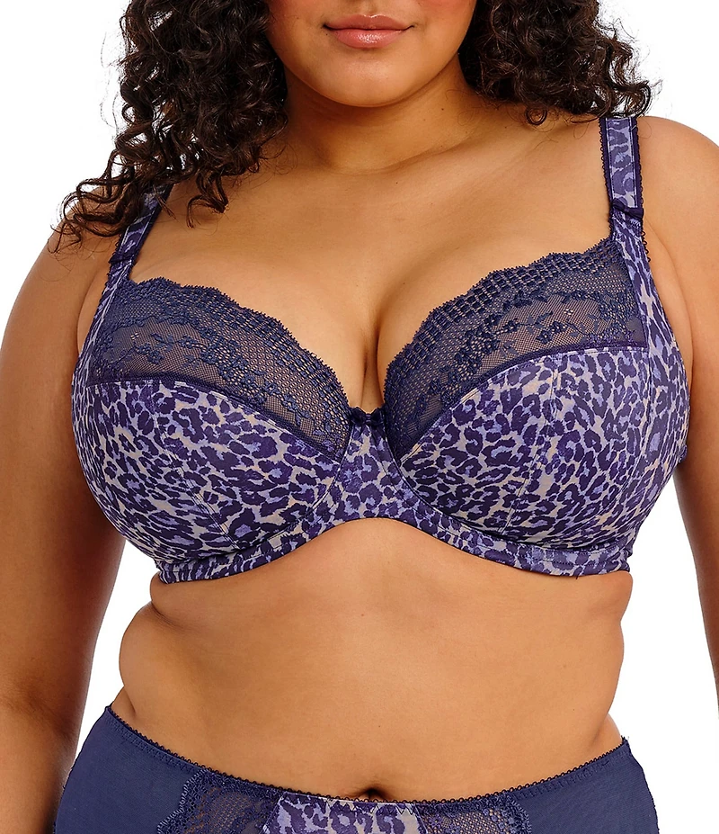 Elomi Lucie Leopard Print Full Busted Underwire Stretch Plunge Bra